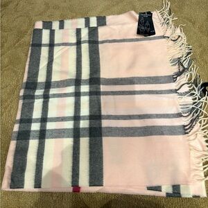 Plaid Pink and Gray Scarf